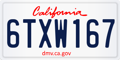 CA license plate 6TXW167