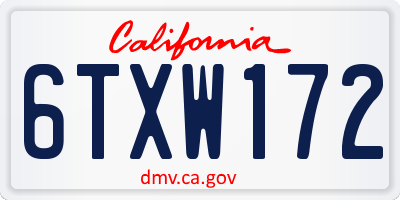 CA license plate 6TXW172