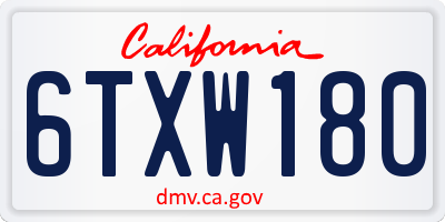 CA license plate 6TXW180