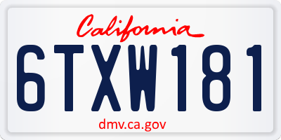 CA license plate 6TXW181