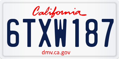 CA license plate 6TXW187