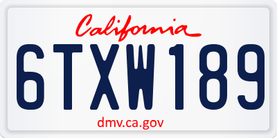 CA license plate 6TXW189
