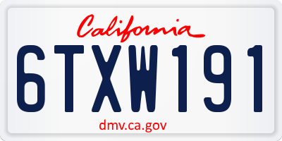 CA license plate 6TXW191