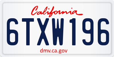 CA license plate 6TXW196