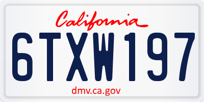 CA license plate 6TXW197