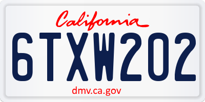 CA license plate 6TXW202
