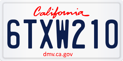 CA license plate 6TXW210