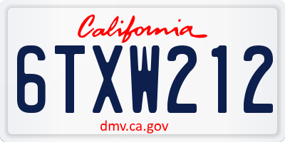 CA license plate 6TXW212
