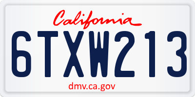 CA license plate 6TXW213