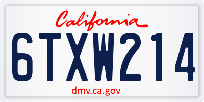 CA license plate 6TXW214