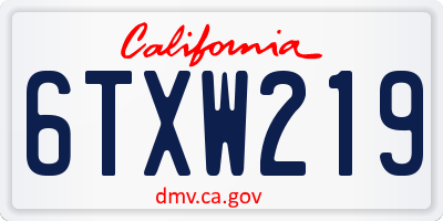 CA license plate 6TXW219