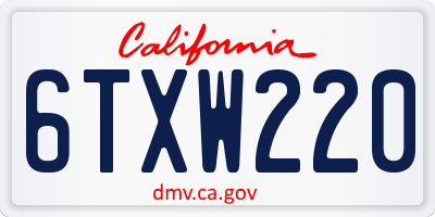 CA license plate 6TXW220