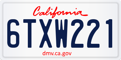 CA license plate 6TXW221