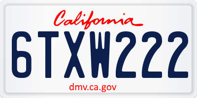 CA license plate 6TXW222