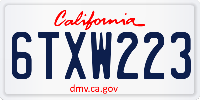 CA license plate 6TXW223