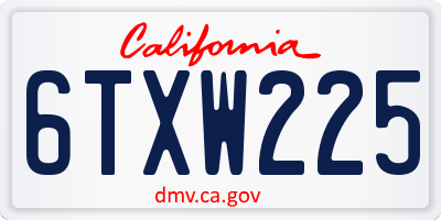 CA license plate 6TXW225