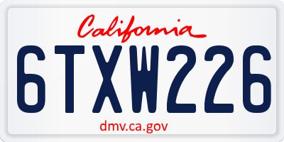 CA license plate 6TXW226