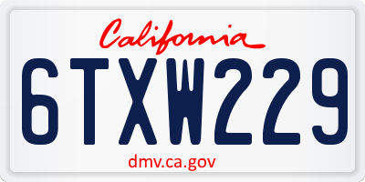 CA license plate 6TXW229