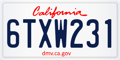 CA license plate 6TXW231