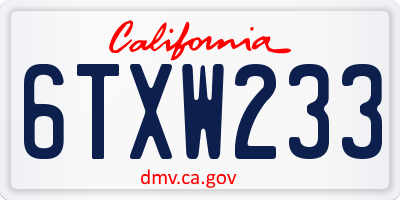CA license plate 6TXW233
