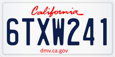 CA license plate 6TXW241