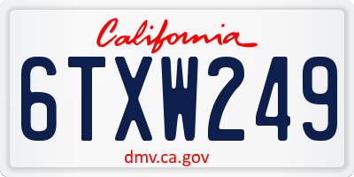 CA license plate 6TXW249