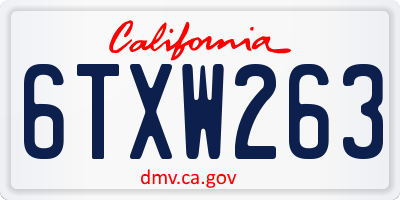 CA license plate 6TXW263