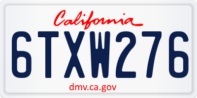 CA license plate 6TXW276