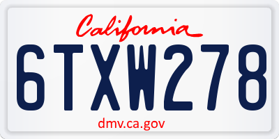 CA license plate 6TXW278
