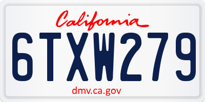 CA license plate 6TXW279