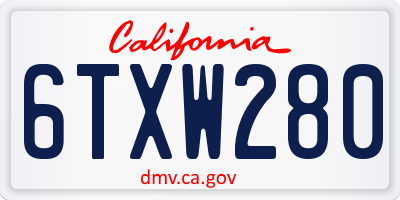 CA license plate 6TXW280