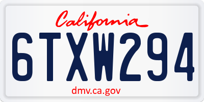 CA license plate 6TXW294