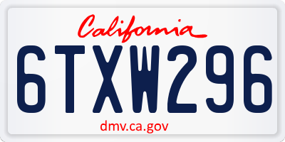 CA license plate 6TXW296