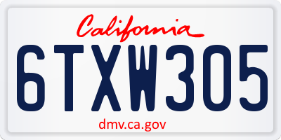 CA license plate 6TXW305