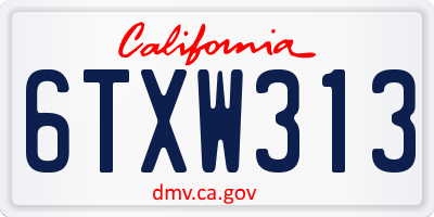 CA license plate 6TXW313