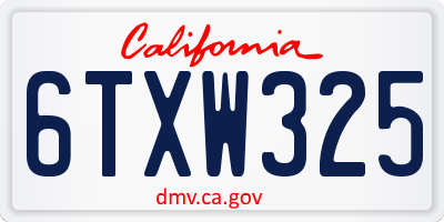 CA license plate 6TXW325