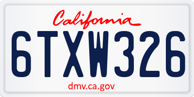 CA license plate 6TXW326