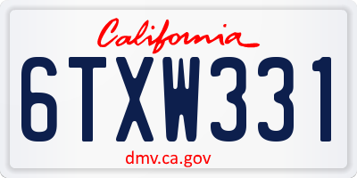 CA license plate 6TXW331