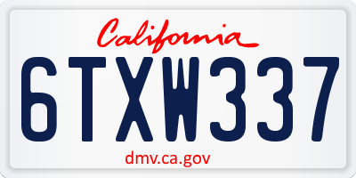 CA license plate 6TXW337