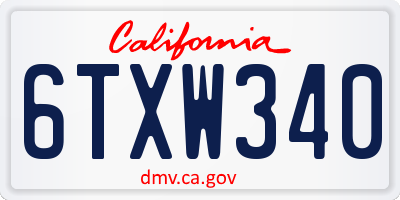 CA license plate 6TXW340