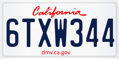 CA license plate 6TXW344
