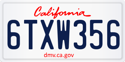 CA license plate 6TXW356
