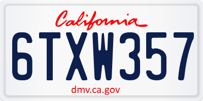 CA license plate 6TXW357