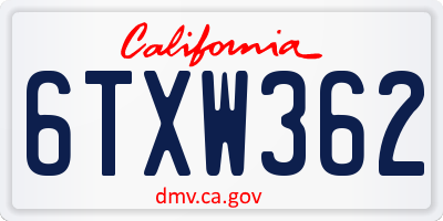 CA license plate 6TXW362