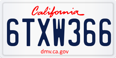 CA license plate 6TXW366