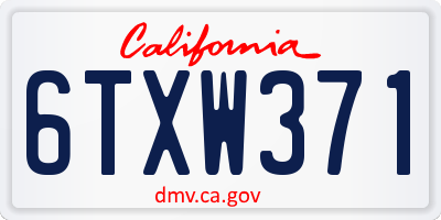 CA license plate 6TXW371