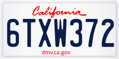 CA license plate 6TXW372