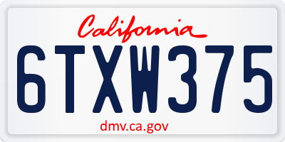 CA license plate 6TXW375