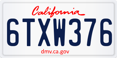 CA license plate 6TXW376