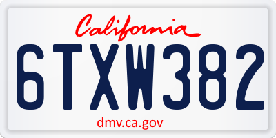 CA license plate 6TXW382